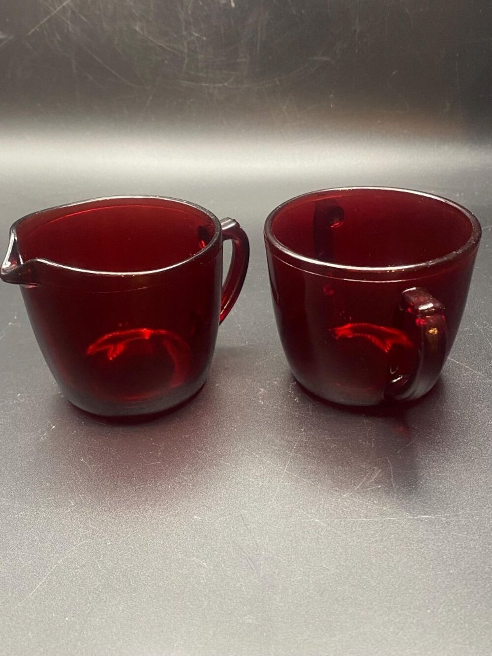 Anchor Hocking Royal Ruby Cream n Sugar Set